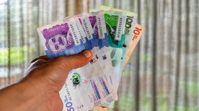 Mano sostiene billetes para representar transferencias de dinero desde México