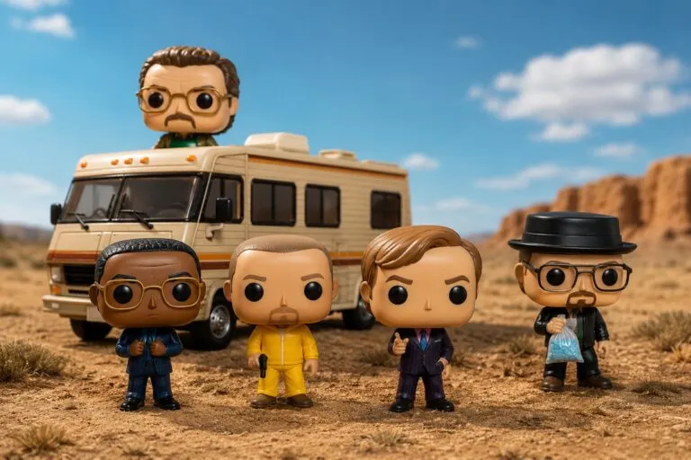 Funko de Breaking Bad con figuras inspiradas en Heisenberg, Jesse y Gus junto al Crystal Ship como pieza deluxe para coleccionistas