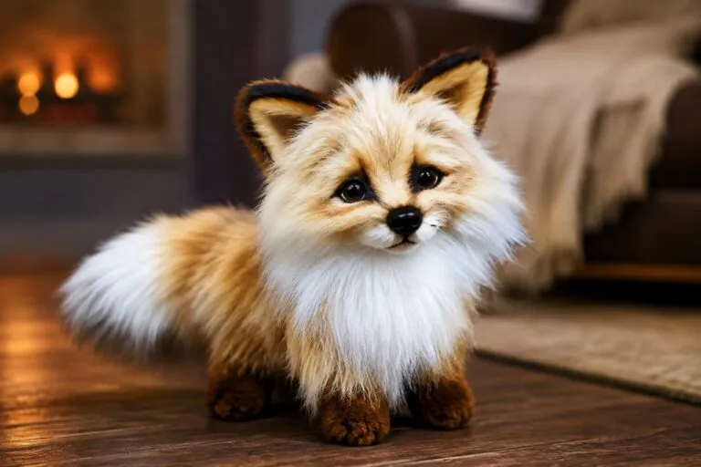 Peluche zorro pixelado de 34 cm con textura suave y diseño inspirado en videojuegos