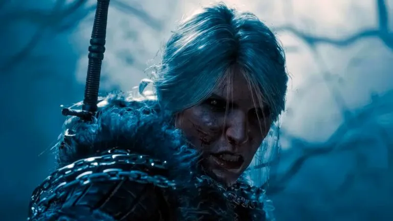 Representación de Ciri montando a Kelpie, la yegua negra que la acompañará en The Witcher 4.
