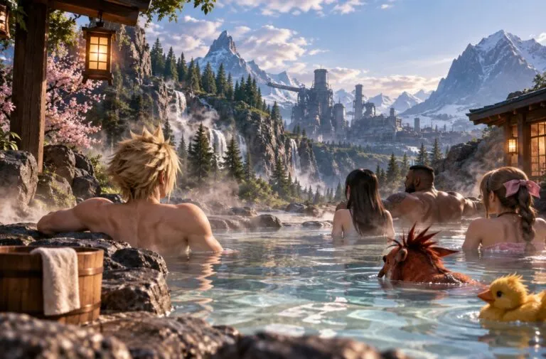 Final Fantasy VII Revelation tendrá aguas termales que aumentarán la vida y permitirán desbloquear trajes y escenas especiales.