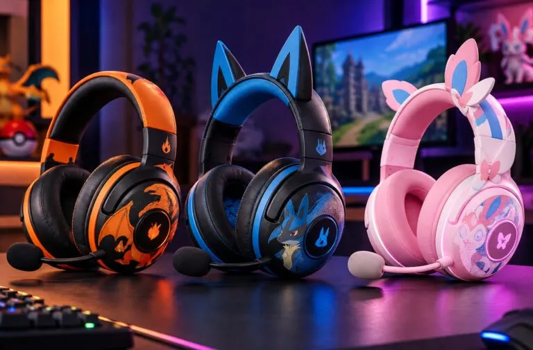 Audífonos de Pokémon de Razer inspirados en Charizard, Lucario y Sylveon, con diseños especiales para jugadores y coleccionistas.