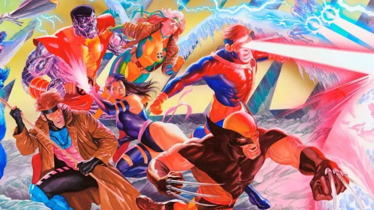Personajes de X-Men reunidos en una escena inspirada en videojuegos de acción y combate